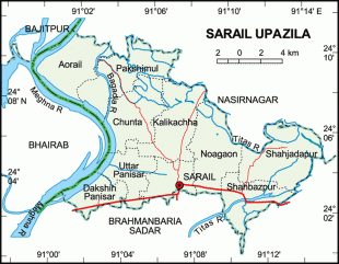 Map of Sarail Upazila Brahmanbaria District