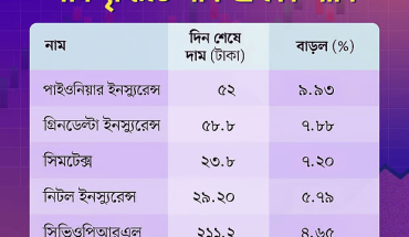 শেয়ারের মূল্যবৃদ্ধির শীর্ষে পাইওনিয়ার ইনস্যুরেন্স